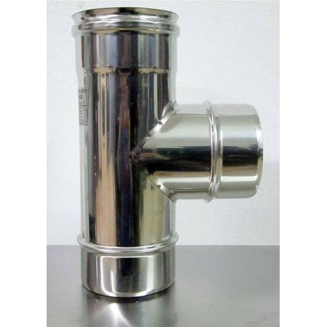 RACCORDO A T PER FUMI IN ACCIAIO INOX MM.150