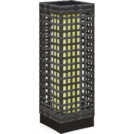 Lanterna solare da esterno in effetto rattan grigio con sensore di luce LED automatico MODENUIT (1/5)