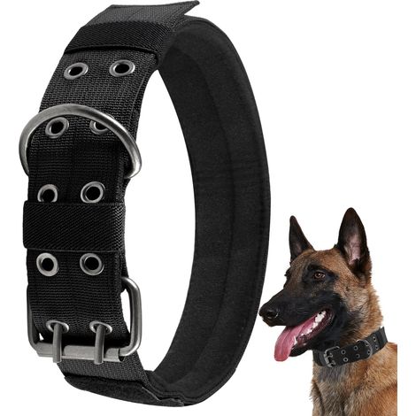 Collier de Chien Tactique, Militaire Réglable Nylon Chien, Large Collier Grand Gros Tactique, Dressage Solide avec Boucle en Métal Robuste, pour Rottweiler, Mastiff, Doberman, Berger (XL, Noir) (1/5)