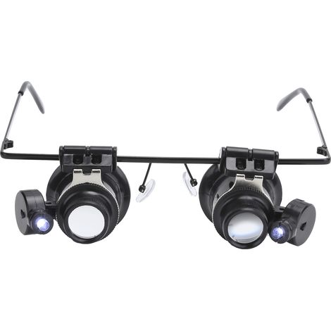 Lunettes loupe binoculaire DualLens avec 2 lumières LED pour réparation électronique, bijouterie, horlogerie (1/5)