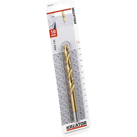 Foret métal titanium jaune Kreator Diamètre 10 mm