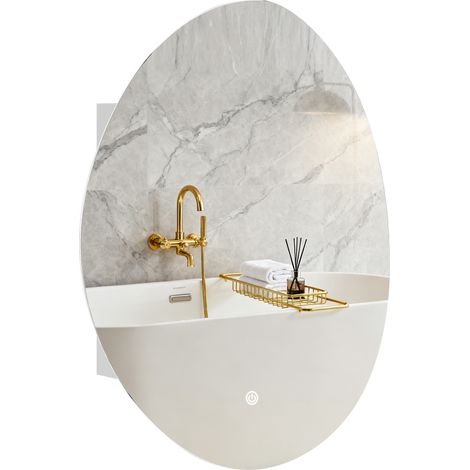 Wandspiegel fürs Badezimmer mit beschlagfreier LED-Beleuchtung, 3 Lichtfarben, 50 x 14 x 70 cm, weiß