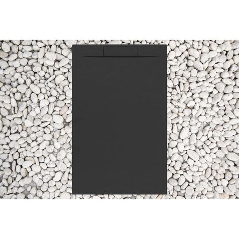 Piatto Doccia 80X120 cm Nero Vulcano Line PLUS In Resina e Polvere Di Marmo Con Griglia Laterale IN MARMORESINA - FRASCIO