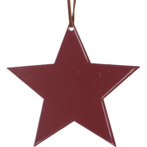 Weihnachtsanhänger Stern Weinrot mit Lederband Ø 10 cm - Metall