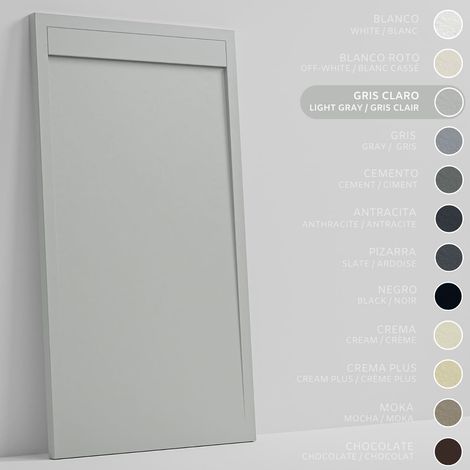 SOULBATH Receveur de Douche -Résine -Gel Coat -Texture Lisse/Pierre -Antidérapant -Couleur Gris Clair 150x80 Extra plat 3Cm Conception Minimaliste