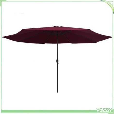 Parasol de jardin - FAFEICY - 390 x 247 cm - Rouge bordeaux - Mât métal (8 nervures) - Mécanisme à manivelle (1/5)