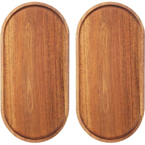 Lot de 2 plateaux de service ovales en bois - 29 x 10,5 cm - Pour fromage, dessert, collation, pain, fruits, apéritifs, plats (76,2 x 35,6 cm) (1/5)