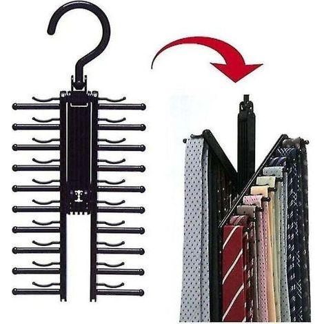 Porte-cravates créatif rotatif à 360 degrés pour 20 cravates, organisateur de placard, cravates, ceintures, foulards, support antidérapant (1/4)