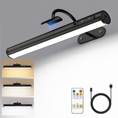 Murale Sans Fil rechargeable,4000mAh Eclairage Tableau à Télécommande Lampe Murale LED Rechargeable USB 4000mAh,Lumiere Magnétique pour Tableaux, Salle de Bain, Miroir, Vitrines– Noir (1/5)