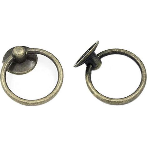 Vintage ringförmige Schubladengriffe (6er-Set), Schranktürknöpfe, antike Schubladengriffe, hängende Ringgriffe, antike Möbelknöpfe