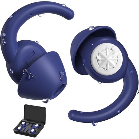 Bouchons D'oreilles Anti Bruit, Silicone, 33dB, Bleu (1/5)