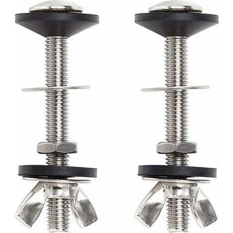 de 2 boulons de réservoir de chasse d'eau en acier inoxydable, fixation universelle pour cuvette de WC facile à installer (1/4)