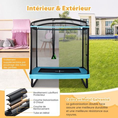 Structure en acier galvanisé, trampoline rectangulaire 6 pieds avec balançoire amovible et filet de sécurité pour jardin (1/5)