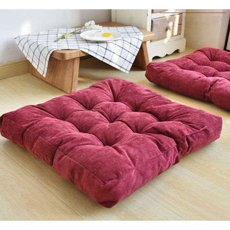 1 piece Coussins d'Assise Coussins de Chaise, 55x55x10cm Coussin de Sol,Couverture en Polyester et Remplissage en Coton,Burgundy (1/5)