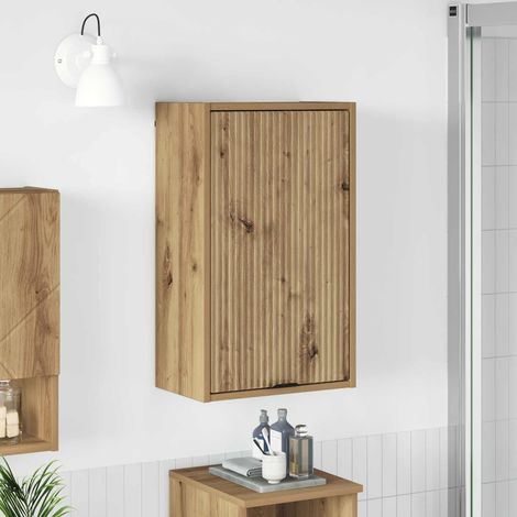 Meuble de salle de bain mural en bois d’ingénierie chêne artisanal 39 x 23,5 x 65 cm - PANGIVO (1/5)