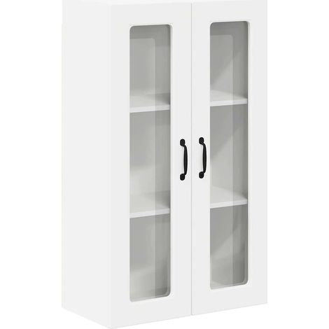 Maison Exclusive - Mobile in vetro da parete PORTO Bianco 60 x 31 x 100 cm