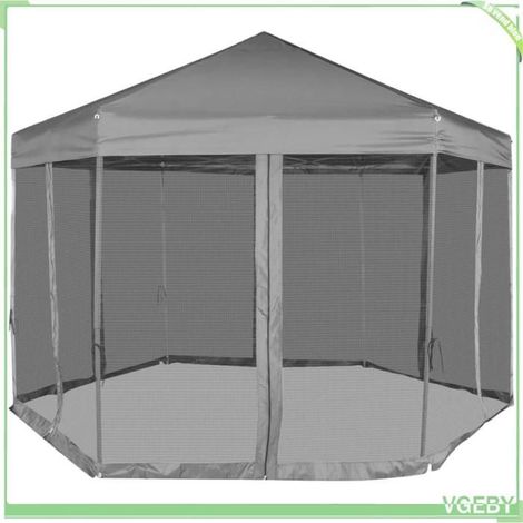 Chapiteau pliable - FAFEICY - 42111 - Hexagonal 3,6 x 3,1 m - Toit polyester 220 g/m² imperméable - Cadre acier enduit (1/5)