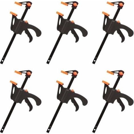 Déstockage Lot de 6 Serre-joints en Forme de F. Serre Joint avec Serrage Rapide et Facile. Outils à Main pour Menuiserie. Porte en Bois(4pouces) (1/5)