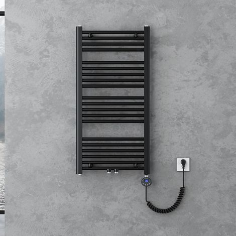 doporro Radiatore Piatto 100x50cm con Elemento Riscaldante 600W, Radiatore Scaldasalviette Termoarredo da Bagno Riscaldamento Elettrico o da Acqua Calda RHE in Acciaio, Antracite