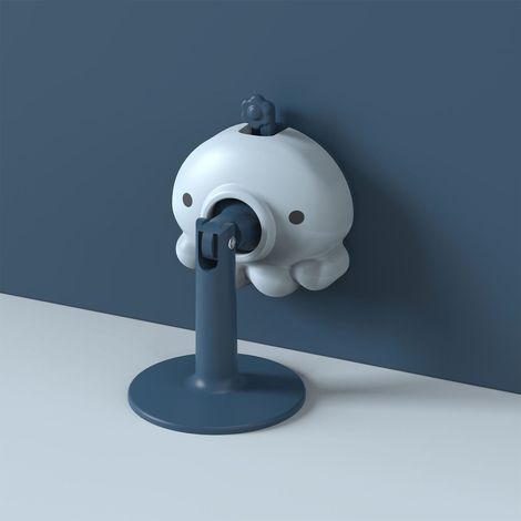 Arrêt-porte Silicone Adorable Pieuvre, Silencieux Sans Perçage, Protection Mur et Porte, pour Salle de Bain et Chambre, Bleu (1/5)