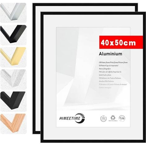 2er Set Bilderrahmen Aluminium 40x50 cm Schwarz Matt mit Acrylglas (1/5)
