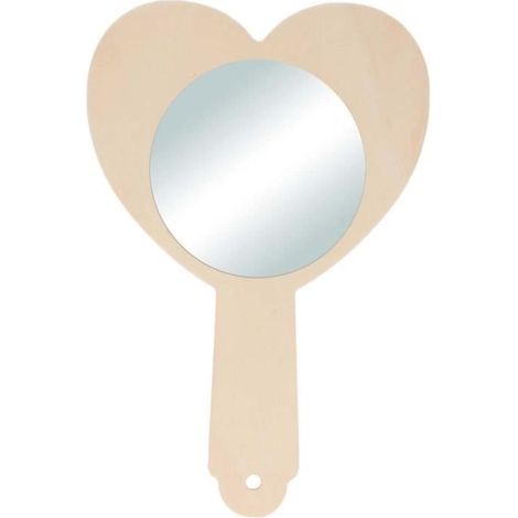 Miroir en bois - Coeur - 13,5 x 9 cm