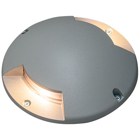 Spot Encastrable Extérieur de Sol LED D210 5W Double Asymétrique IP67 Gris ZAMBELIS E462 - Blanc chaud - 3000K