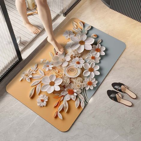 LAN Boue de diatomées améliorée fraîche de 50 x 80 cm Tapis de sol en terre de diatomées, tapis de salle de bain absorbant et antidérapant, tapis de toilette et de salle de bain pour la maison (1/5)