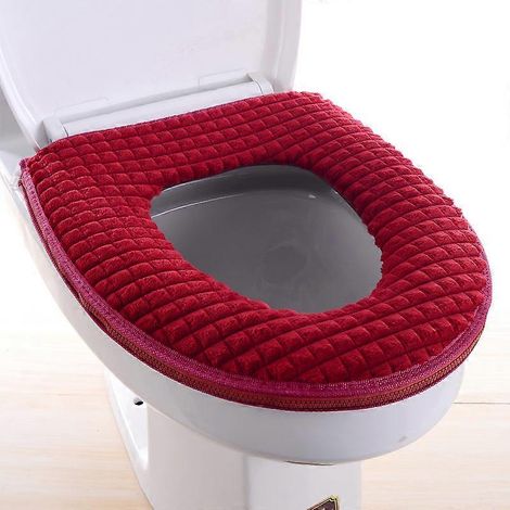 Coussinet de siège de toilette souple, lavable et confortable, compatible avec la plupart des abattants de toilettes (rouge bordeaux) (1/5)