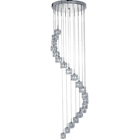 Searchlight Ice Cube - Pendente a grappolo a spirale a LED da 20 luci in vetro cromato (1/5)