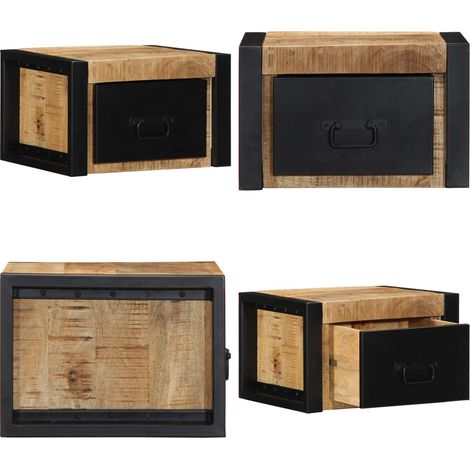 vidaXL Table de chevet 40x35x25 cm bois massif de manguier brut (1/5)