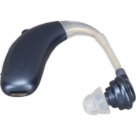 Casque audio mono avec amplificateur de son, écouteurs intra-auriculaires Bluetooth rechargeables pour aide auditive, bleu spécial pour le visionnage de films. (1/5)