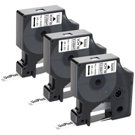 Ruban étiqueteuse Compatible avec Dymo 45013 S0720530 Noir sur Blanc 12mm x 7m Lot de 3 pour LabelManager 160 210D 280 360D 500TS LabelWriter 450 DUO (1/5)