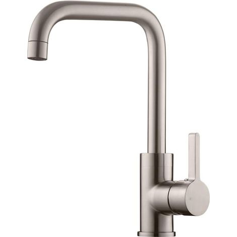 Mitigeur Évier avec Bec Haut Robinet de Cuisine Nickel Brossé (1/4)