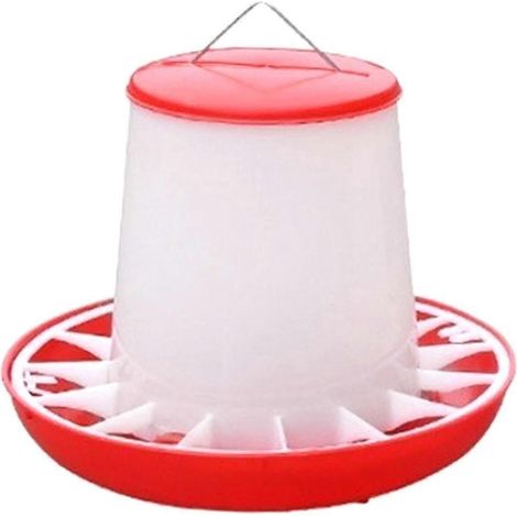 Abreuvoir en plastique pour poulets (12 kg), seau mangeoire pour coqs et poules, gobelet d'alimentation pour animaux de ferme. (1/5)