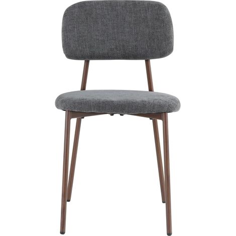 Lot 4 chaises salle à manger tissu anthracite pieds effet noyer 44x43x80 cm AZRA (1/5)