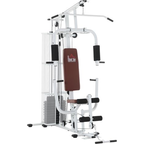 Stazione multifunzione per bodybuilding in metallo bianco 150 x 110 x 210 cm HOMVRA (1/4)