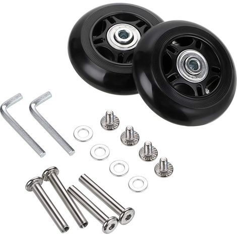 Lot de 2 Roulettes de Rechange pour Valise, Roues de Réparation 75x24mm pour Bagages, Couleur Noire (1/5)