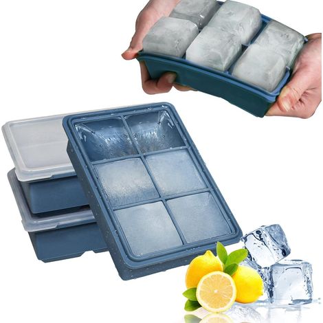 XXL Eiswürfelform 18-Fach Silikon mit Deckel, Große Eiswürfel 4,8cm, Stapelbar, BPA-Frei (1/5)