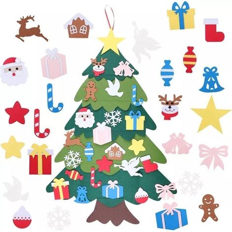 Autres décorations de Noël, Sapin de Noël en feutre fait main, Cadeaux de Nouvel An pour enfants, Jouets, Sapin artificiel, Décorations murales, Décorations de Noël pour la maison (1/5)