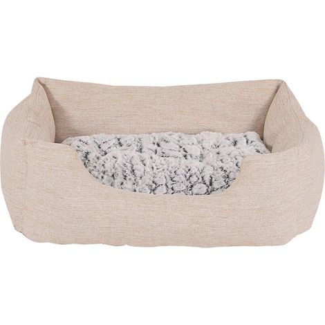 lionto Letto per cani (Tessuto melange) con Cuscino da pavimento reversibile Fondo antiscivolo, (S) 60x50 cm Beige