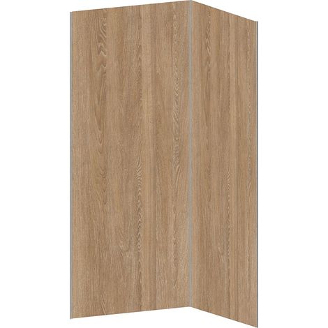 Pannello per parete da doccia effetto legno con profili L90 x L120 x H210 cm in Alluminio - Lotto di 2 - ENEKO