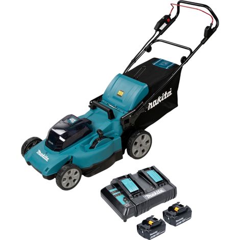Makita DLM 480 CM2 Akku Rasenmäher 36 V ( 2x 18 V ) 48 cm 62 l + 2x Akku 4,0 Ah + Ladegerät