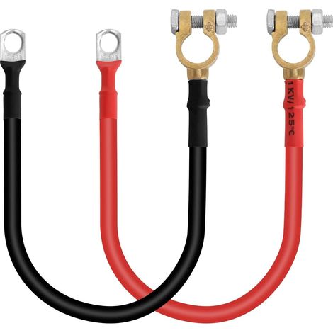 Câble de Batterie 4 AWG 30 cm 2 pièces câble Batterie Voiture Rouge Noir câble Terminal Positif de Batterie en cuivre sans oxygène avec cosses M10 câble d'extension de Batterie pour Voiture Camping (1/5)