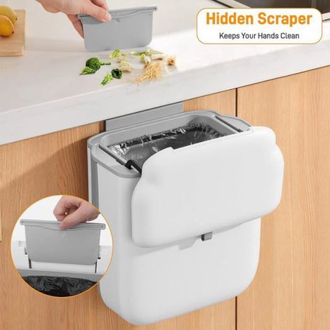 Poubelle Suspendue avec Couvercle, 10L Poubelle Murale Pliable, Petite Poubelle Cuisine Peu Encombrante, Poubelle POUBELLE DE TABLE (1/5)
