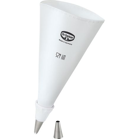 Dr. Oetker sac à Poche Cotone 35 cm, Adattatore Universale e Due beccucci in Acciaio Inox di Alta qualità Inclusi, Accessori da Forno per Decorare e Decorare (Colore: Bianco), quantità: 1 Pezzo (1/3)