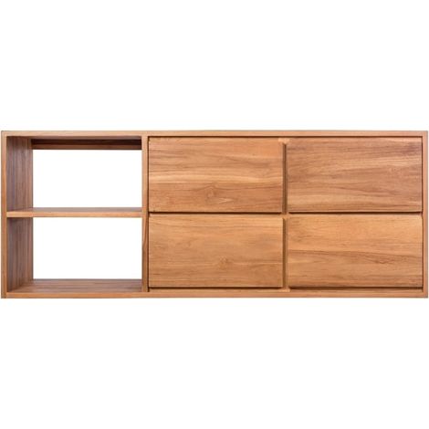 Meuble vasque suspendu teck massif 4 tiroirs 150cm SUSANE - 150x50x60 cm - Kayu Meuble (1/5)