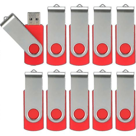 Lot de 10 clés USB 2.0 pivotantes et pliables.