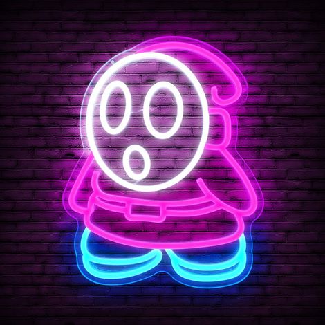 Shy Guy Néon LED de Néon Fantôme Lumière Néon Dimmable pour Chambre d'enfant Salle de jeux Man Cave Anniversaire Halloween Décoration Cadeau de Noël (1/5)