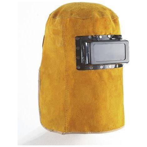 Casque de soudage, masque de soudage en cuir résistant à la chaleur avec visière rabattable, masque de soudage respirant pour la découpe, le meulage et la protection au travail (1/5)